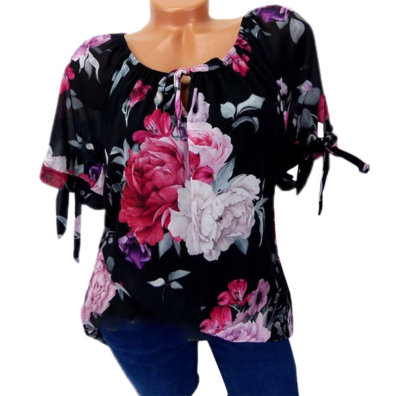 Plus Size Summer Womens Tops And Blouses Clothes 2019 Vintage Floral Print Blouse Women Tunic Off Shoulder Ladies Tops - Meyar