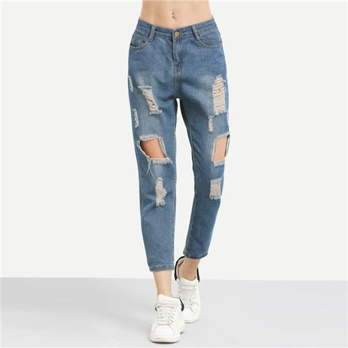 Blue Ripped Jeans - Meyar