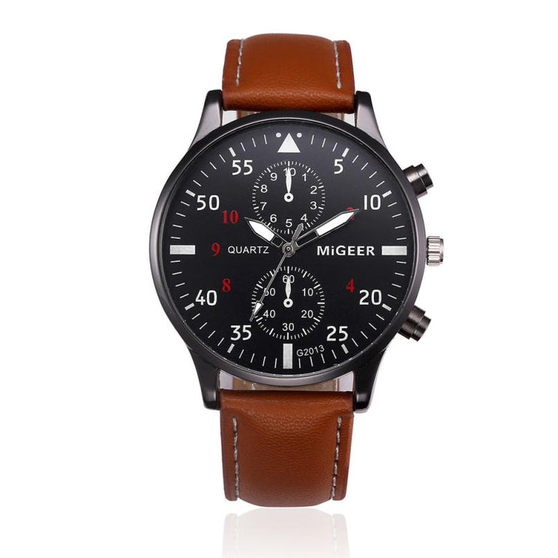 Retro Design Leather Band Watches Men Top Brand Relogio Masculino 2019 NEW Mens Sports Clock Analog Quartz Wrist Watches #Zer - Meyar