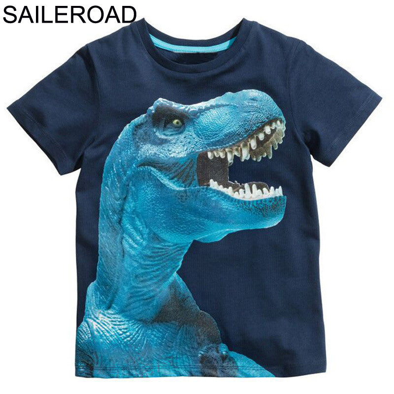 SAILEROAD 2-8Years Cartoon Dinosaurs Print Baby Boys T Shirt Summer New Children Kids Boy's Shorts Sleeve Clothes Boys Tops Tees - Meyar