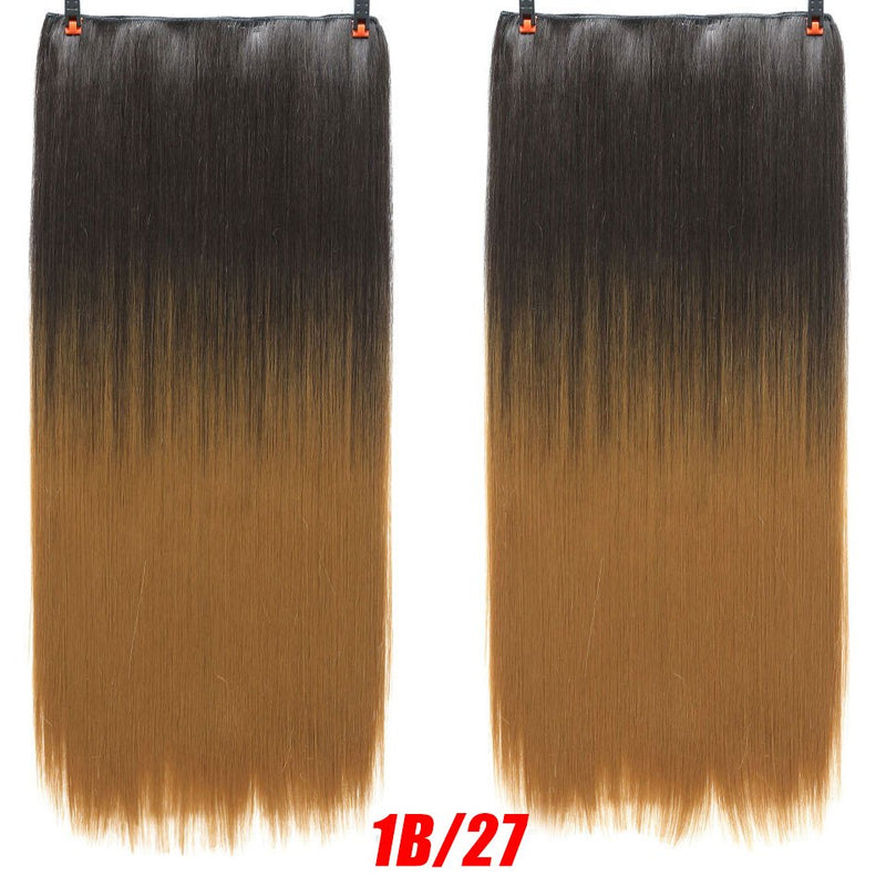 SHANGKE 5 clips/piece Natural Silky straight Hair Extention 24"inches Clip in women pieces Long Fake synthetic Hair - Meyar
