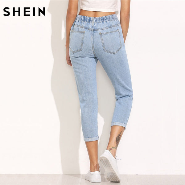 Skinny Denim Calf Length Jeans. - Meyar