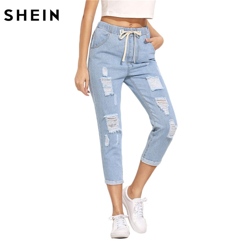 Skinny Denim Calf Length Jeans. - Meyar