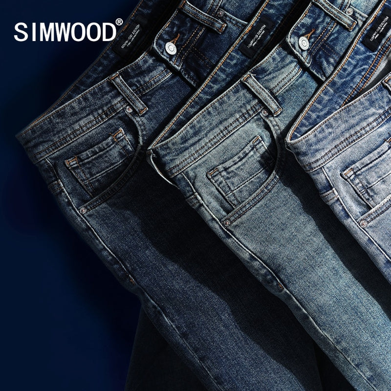 SIMWOOD 2019 New Jeans Men Classical Jean High Quality Straight Leg Male Casual Pants Plus Size Cotton Denim Trousers  180348 - Meyar