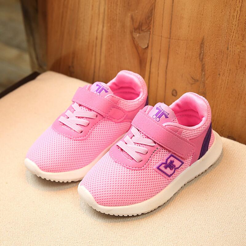 SKHEK Kids Shoes for Boys Girl Children Casual Sneakers Baby Girl Air Mesh Breathable Soft Running Sports Shoe Pink Silver - Meyar