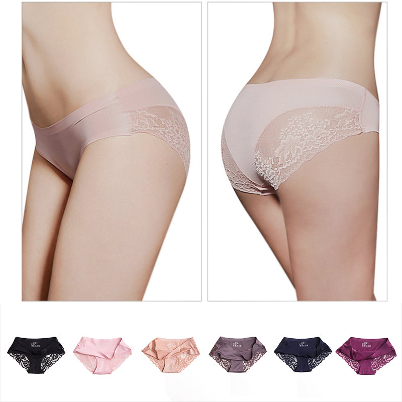 Sexy Lace Panties Seamless Women Underwear Briefs Nylon Silk for Ladies Bikini Cotton Transparent Lingerie DULASI 3 pcs set - Meyar
