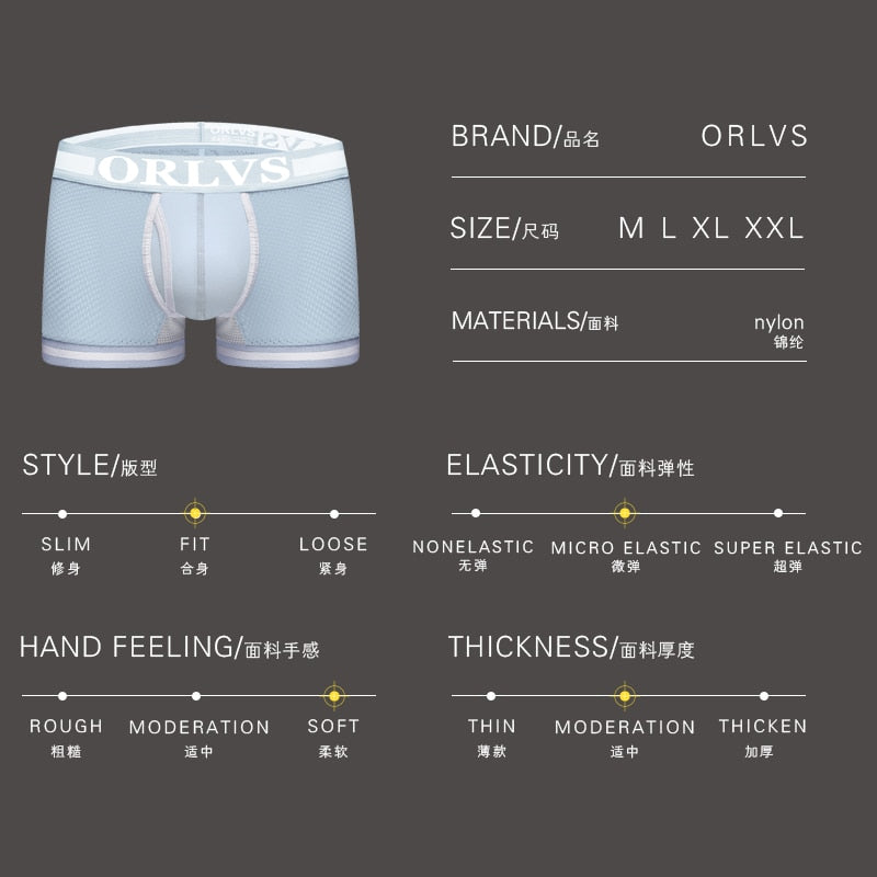 Sexy underwear cueca boxer Men Mesh Shorts plus size Solid Men's Clothing boxers panties shorts Sexy fat guy 100kg mens shorts - Meyar