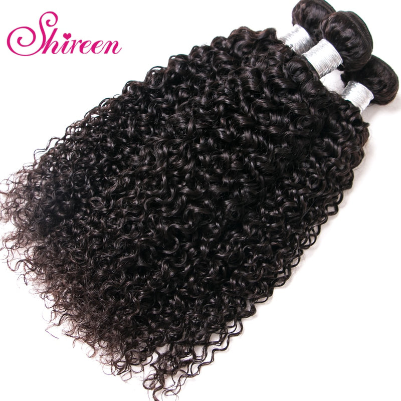 Shireen Malaysian Afro Kinky Curly Hair Bundles 4 Bundle Deals Natural Color 100% Curly Weave Extensions Remy Human Hair Bundles - Meyar