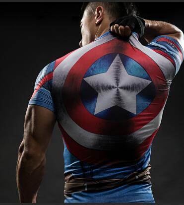 Short Sleeve 3D T Shirt Men T-Shirt Male Crossfit Tee Captain America Superman tshirt Men Fitness Compression Shirt Punisher MMA - Meyar