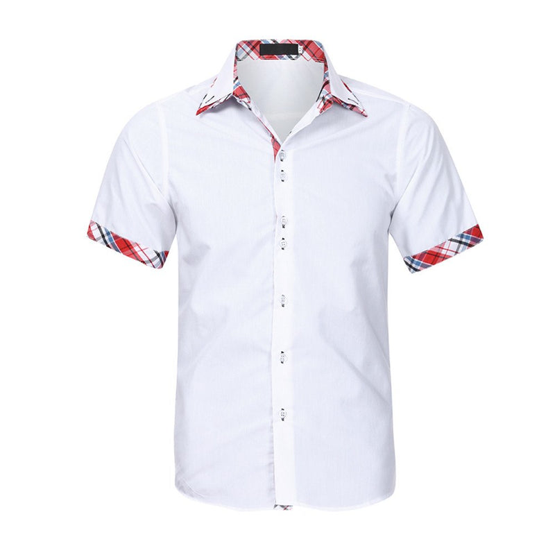 Sleeper #5005 2018 DA Fashion  shirts Top Blouse Men's Summer Double Collar Slim Patchwork Short Sleeved hot sale Free shipping - Meyar