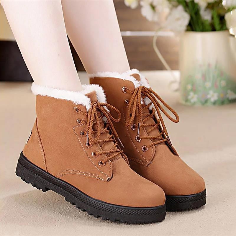 Snow boots 2018 classic heels suede women winter boots warm fur plush Insole ankle boots women shoes hot lace-up shoes woman - Meyar