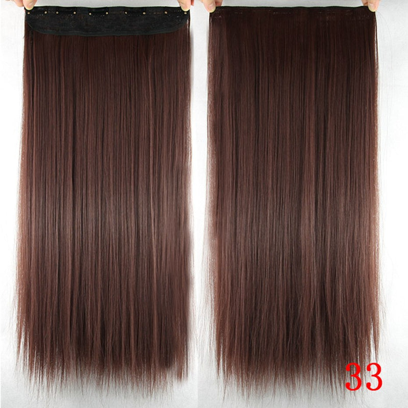 Soowee Long Straight Black to Gray Natural Color Women Ombre Hair High Tempreture Synthetic Hairpiece Clip in Hair Extensions - Meyar