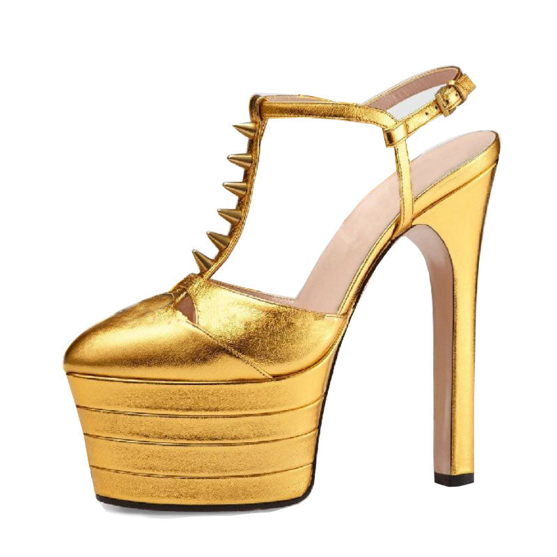 TAOFFEN 16 Colors size 33-42 Rivets Women Summer Shoes Woman's Super High Heels Sandals Platform Party Wedding Shoes Footwear - Meyar