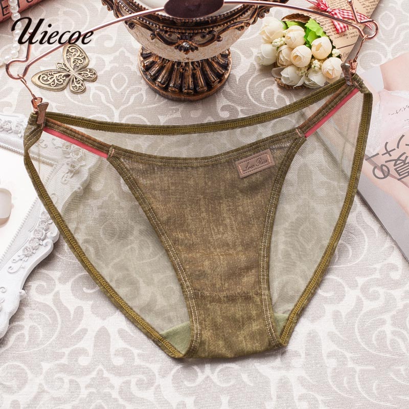UIECOE Women Net yarn Elastic Cowboy Lace Girl Briefs Transparent Sexy Female Panties 2017 Breathable Underwear for Young women - Meyar