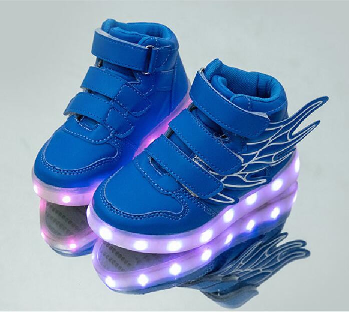 UncleJerry Kids Light up Shoes with wing Children Led Shoes Boys Girls Glowing Luminous Sneakers USB Charging Boy Fashion Shoes - Meyar