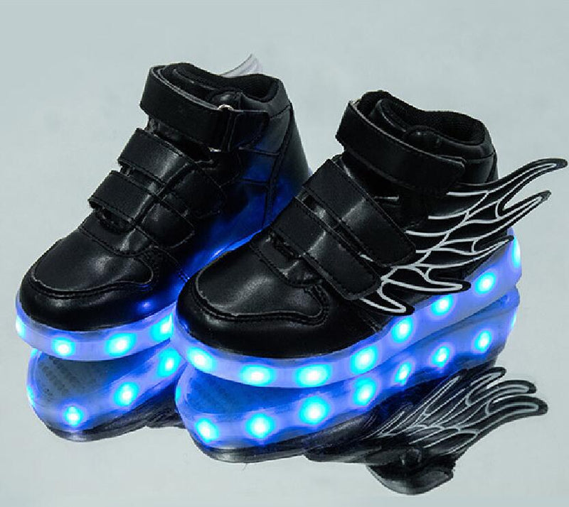 UncleJerry Kids Light up Shoes with wing Children Led Shoes Boys Girls Glowing Luminous Sneakers USB Charging Boy Fashion Shoes - Meyar