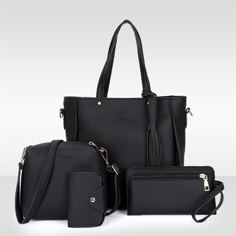 Copy of Women Bag Set Top-Handle Big Capacity Female Tassel Handbag Fashion Shoulder Bag Purse Ladies PU Leather Crossbody Bag - Meyar