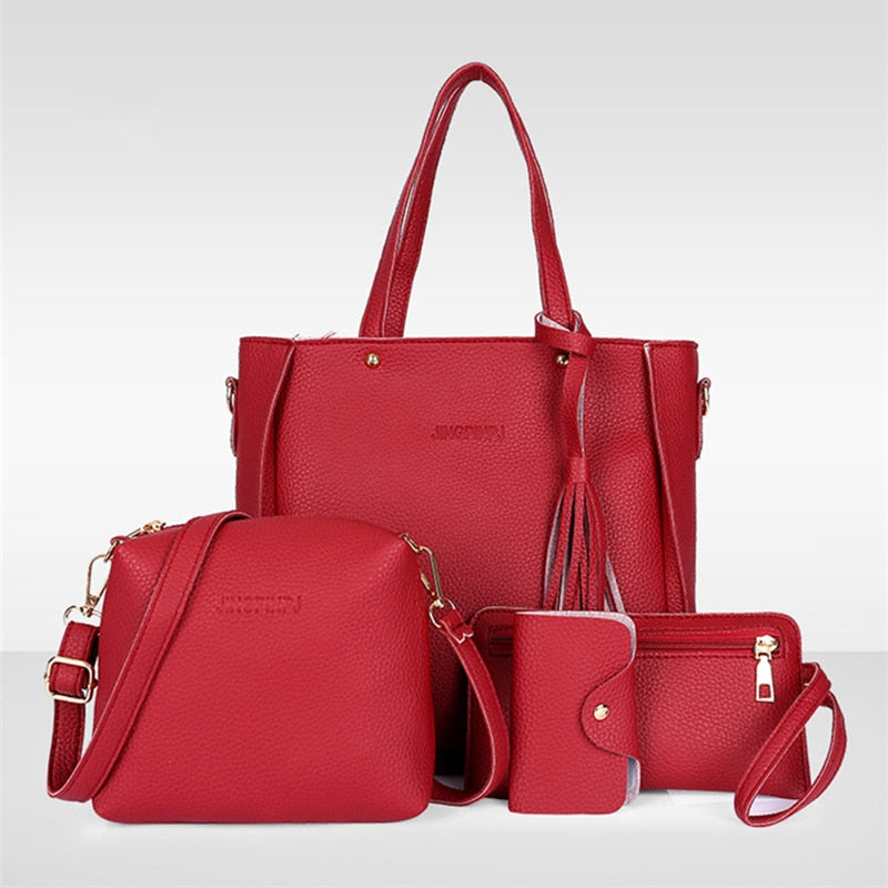 Copy of Women Bag Set Top-Handle Big Capacity Female Tassel Handbag Fashion Shoulder Bag Purse Ladies PU Leather Crossbody Bag - Meyar