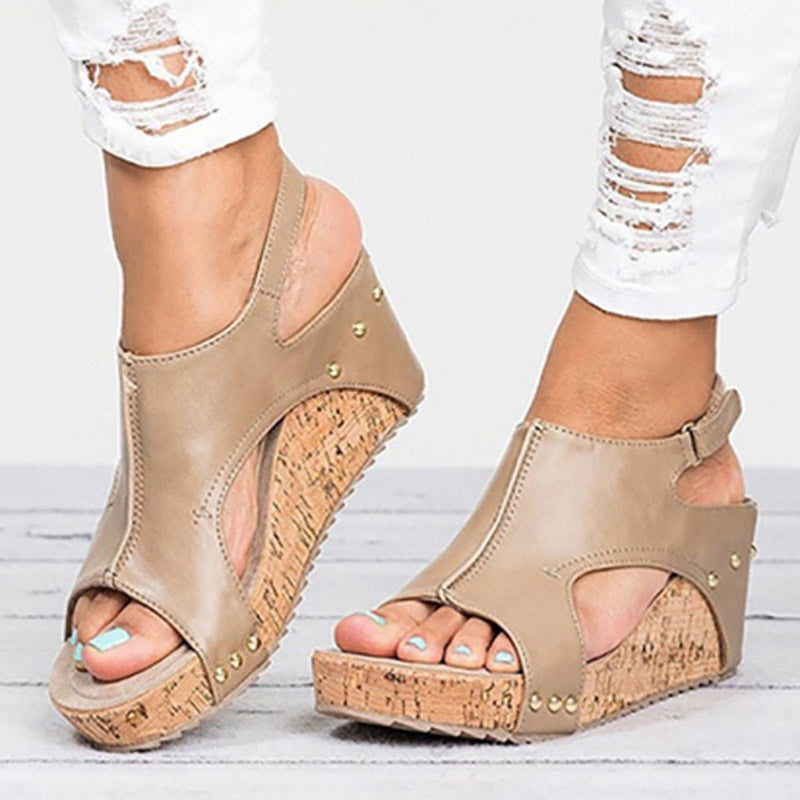 Women Sandals 2018 Platform Sandals Wedges Shoes For Women Heels Sandalias Mujer Summer Shoes Leather Wedge Heels Sandals 43 - Meyar