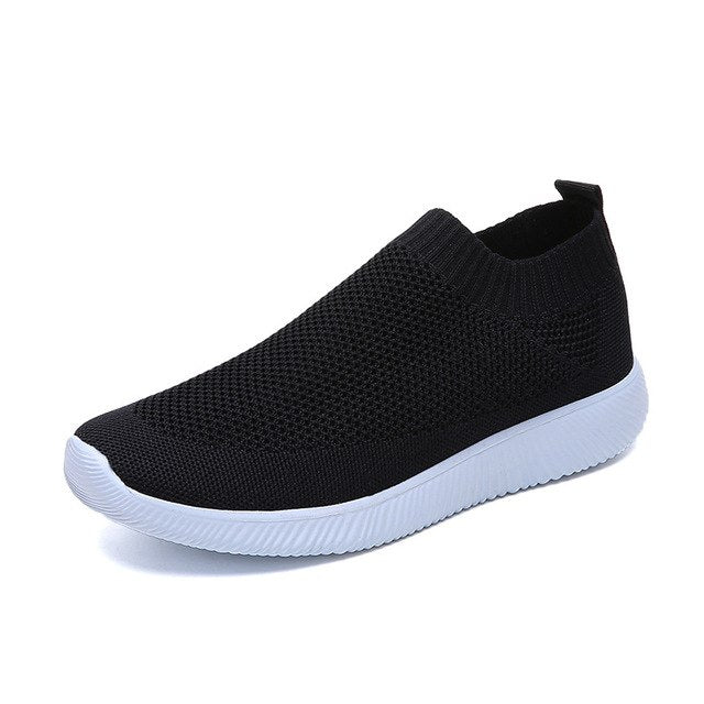 Women Sneakers Female Knitted Vulcanized Shoes Casual Slip On Ladies Flat Shoe Mesh Trainers Soft Walking Footwear Zapatos Mujer - Meyar