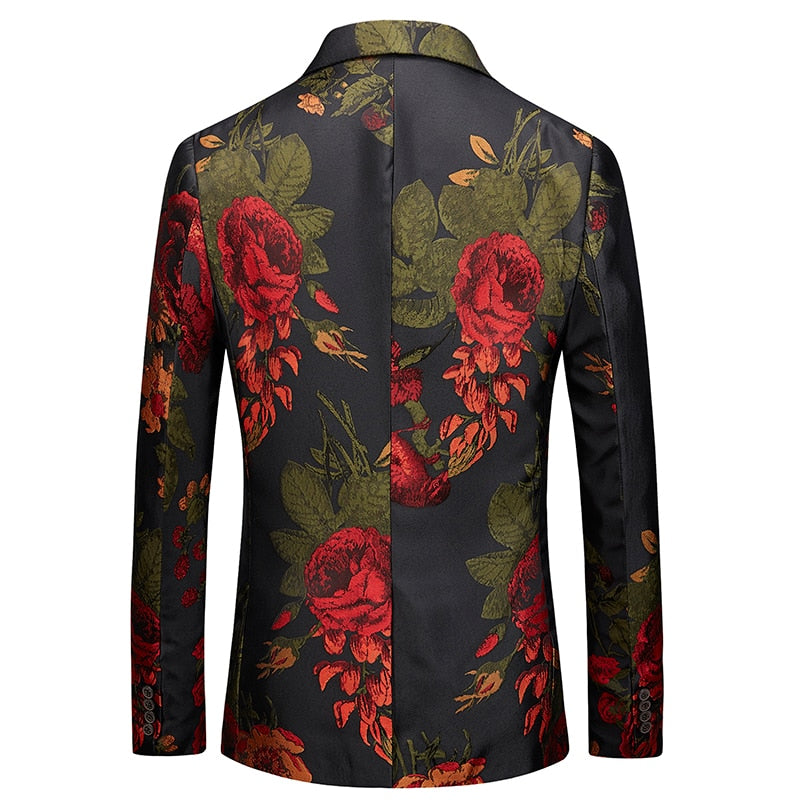 YUNCLOS Floral Printed Men's Suit Jacket Wedding Party Dress blazer masculin Slim Fit Blazers Casual Men's Suit Blazers Jackets - Meyar