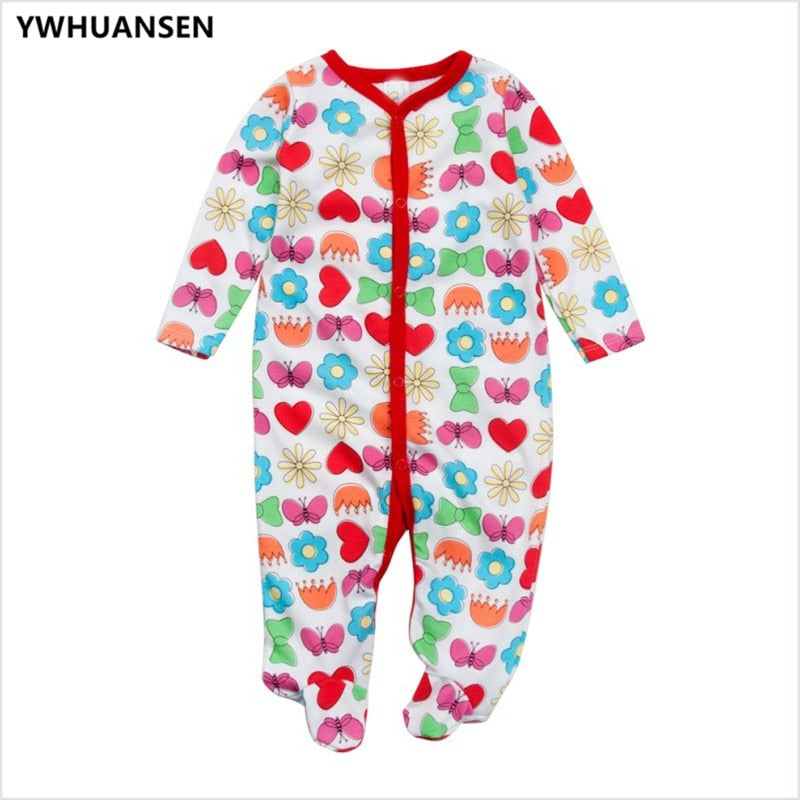 YWHUANSEN 3pcs/lot Cotton Long Sleeve Footies For Babies 0-3 Months Cute Baby Girl Clothes Boys Sliders New Born Body Overalls - Meyar