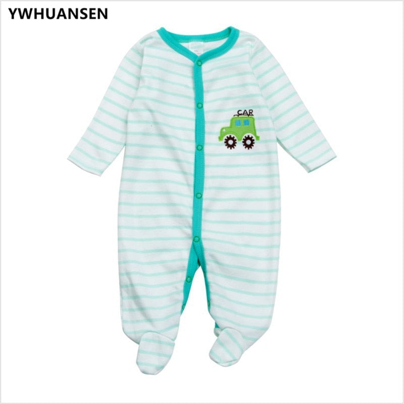 YWHUANSEN 3pcs/lot Cotton Long Sleeve Footies For Babies 0-3 Months Cute Baby Girl Clothes Boys Sliders New Born Body Overalls - Meyar