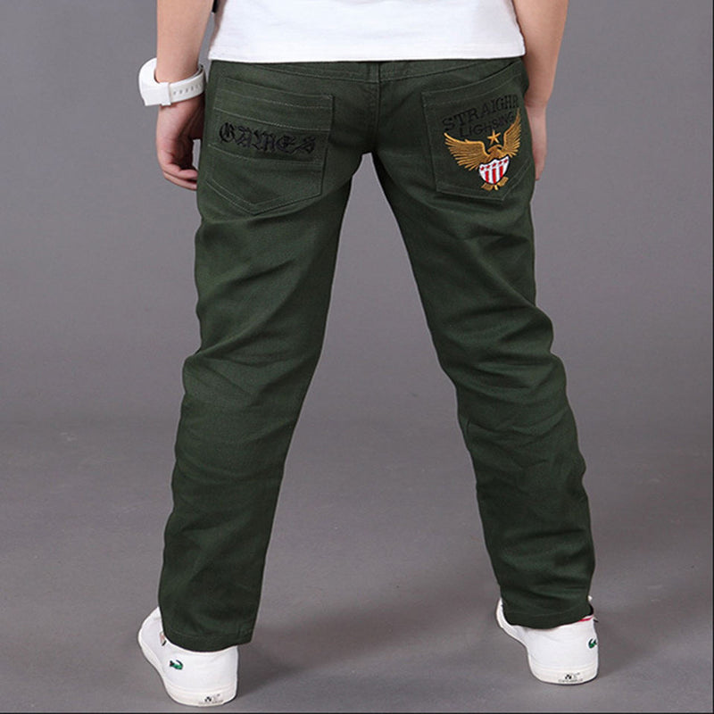 boys pants kids jeans 2018 casual Spring Solid Cotton Mid Elastic Waist Pants for Boy jeans kids Clothing Children Trousers p023 - Meyar
