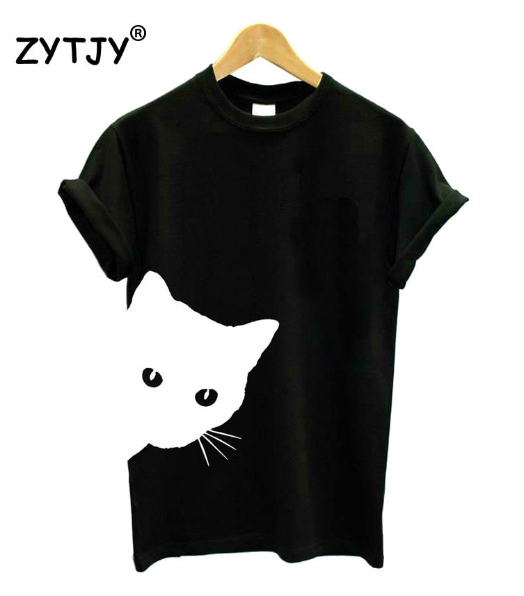 cat looking out side Print Women tshirt Cotton Casual Funny t shirt For Lady Girl Top Tee Hipster Tumblr Drop Ship Z-1056 - Meyar