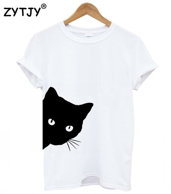 cat looking out side Print Women tshirt Cotton Casual Funny t shirt For Lady Girl Top Tee Hipster Tumblr Drop Ship Z-1056 - Meyar