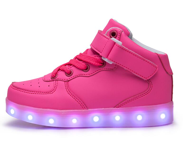 kids Led usb charging glowing Sneakers Children hook loop Fashion luminous shoes for girls boys men women skate shoes #25-46 - Meyar