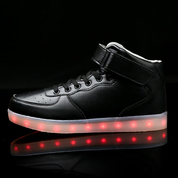 kids Led usb charging glowing Sneakers Children hook loop Fashion luminous shoes for girls boys men women skate shoes #25-46 - Meyar