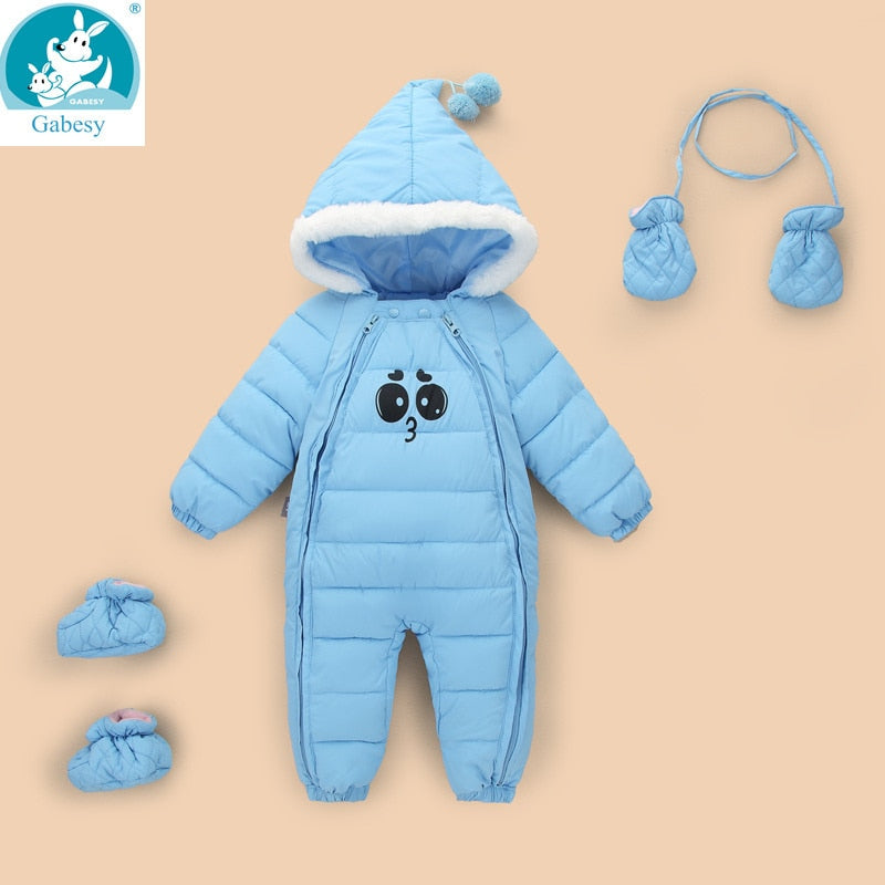 new born Kids Down Cotton Jumpsuit Newborn Winter Thick Boys Overalls Baby girl onesie clothes Snowsuit Infant Jacket Footies - Meyar